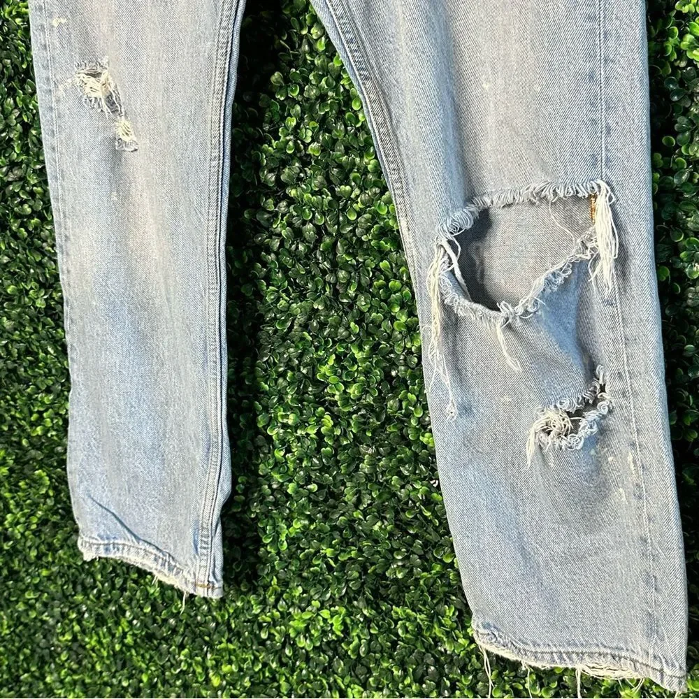 Zara Woman Distressed Ripped Denim 100% Cotton Jeans Sz 10